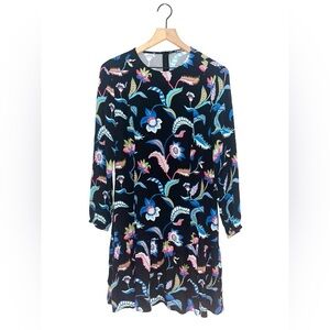 J. McLaughlin Long Sleeve Black Floral Dress Size Medium